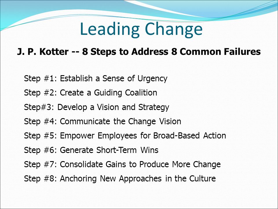Kotters 8 step Model of Change